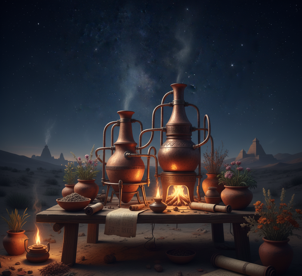 King James IV in a medieval Scottish court, presenting a barrel of malt to a friar at a rustic distillery